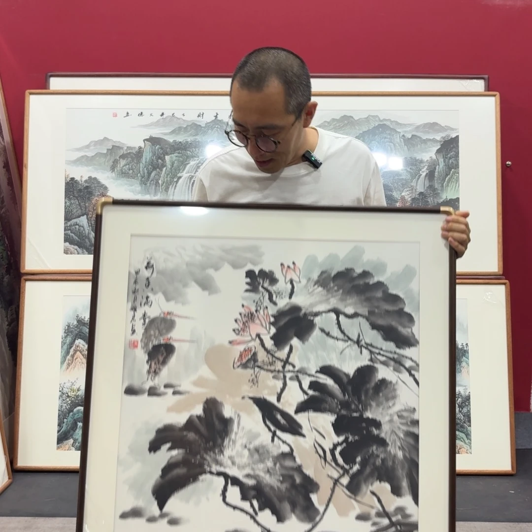 国画带框绘画80/80尺寸