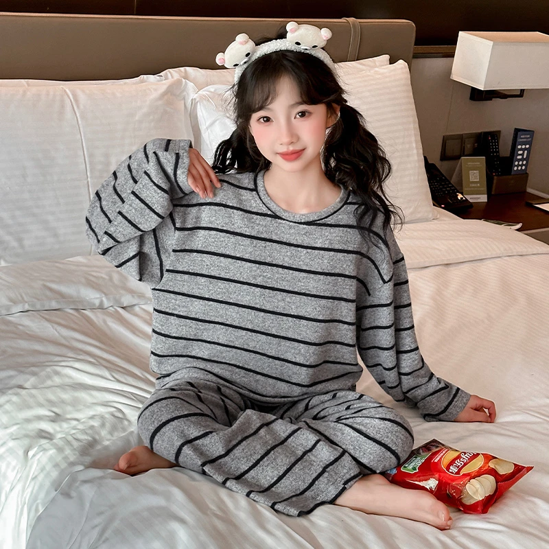 睡衣女孩初中生长袖长裤春秋2025新款大童洋气套装女童纯棉家居服