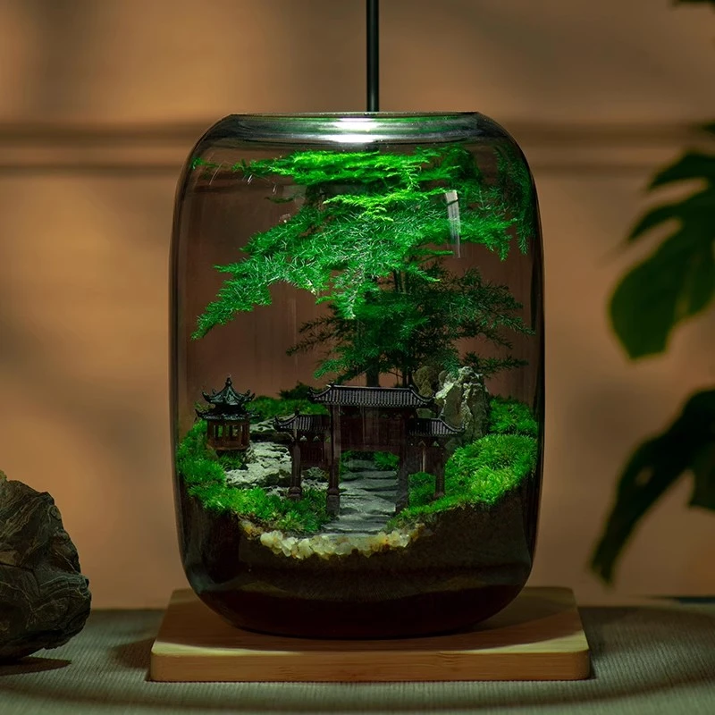 鸣竹神居苔藓微景观创意客厅高硼硅功能摆件纯手工艺术设优质百搭