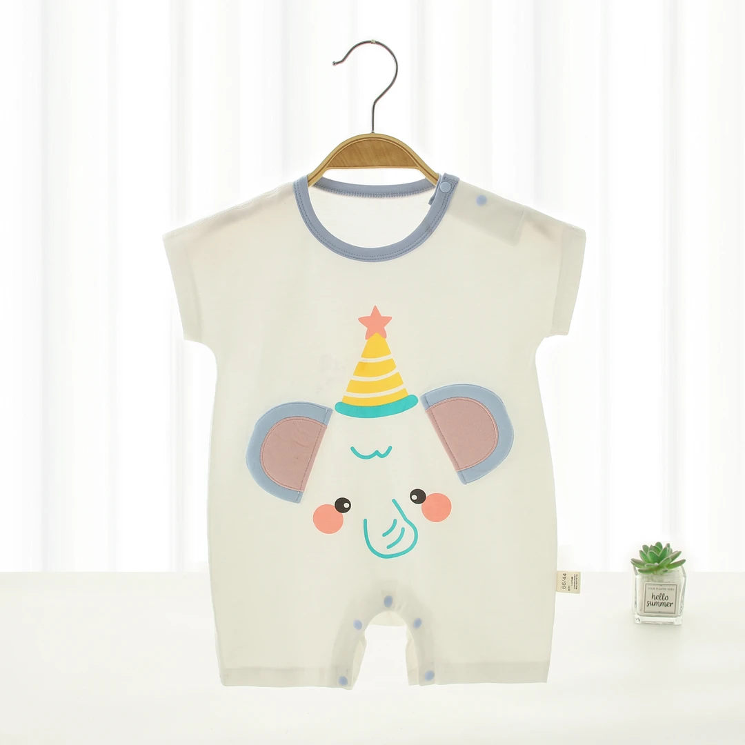 短袖大象夏款无骨柔软超萌卡通婴儿春时尚印花百搭休闲爬服连体衣