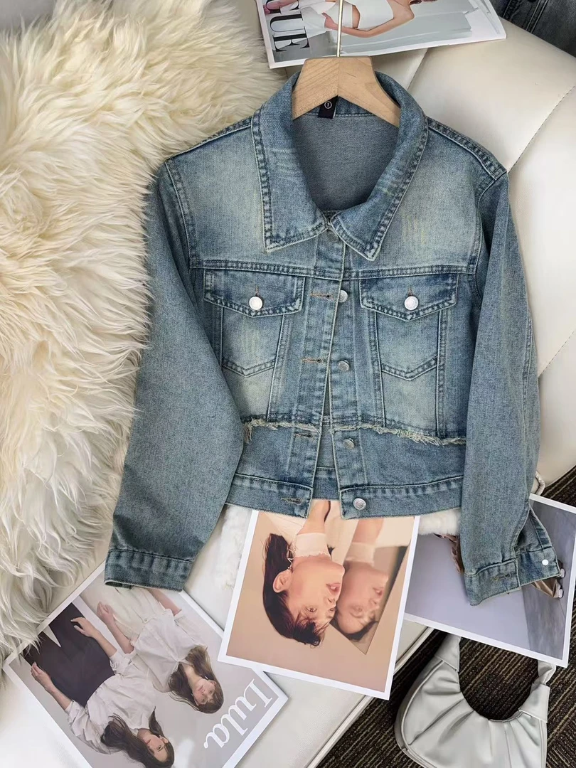 复古牛仔短款外套修身显瘦小个子休闲上衣春秋百搭
