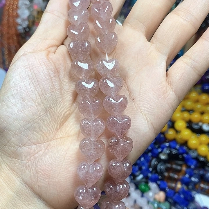 玛瑙/玉髓未镶嵌珠宝半成品天然草莓晶屁桃卡12mm15颗