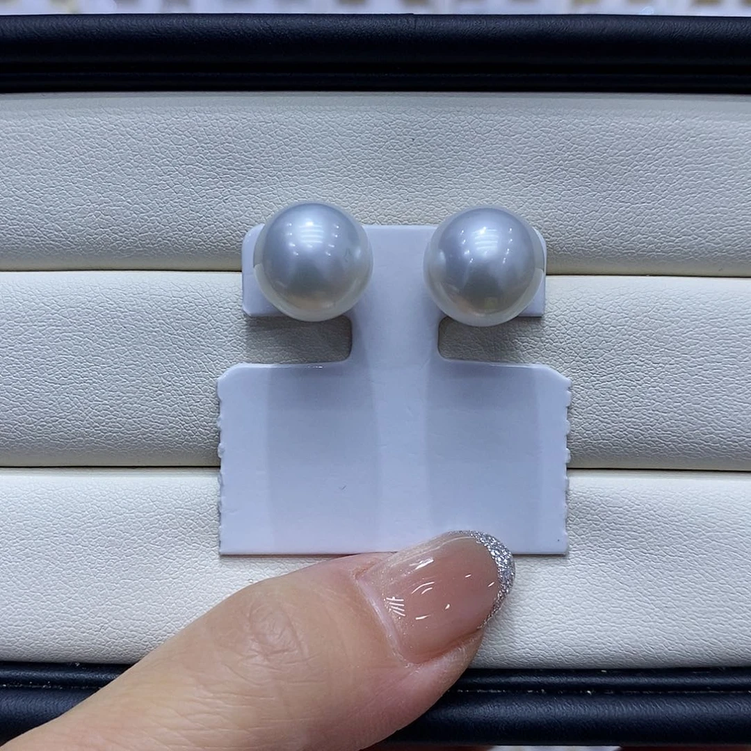 耳饰18K金镶嵌海水珍珠12到13点位澳白