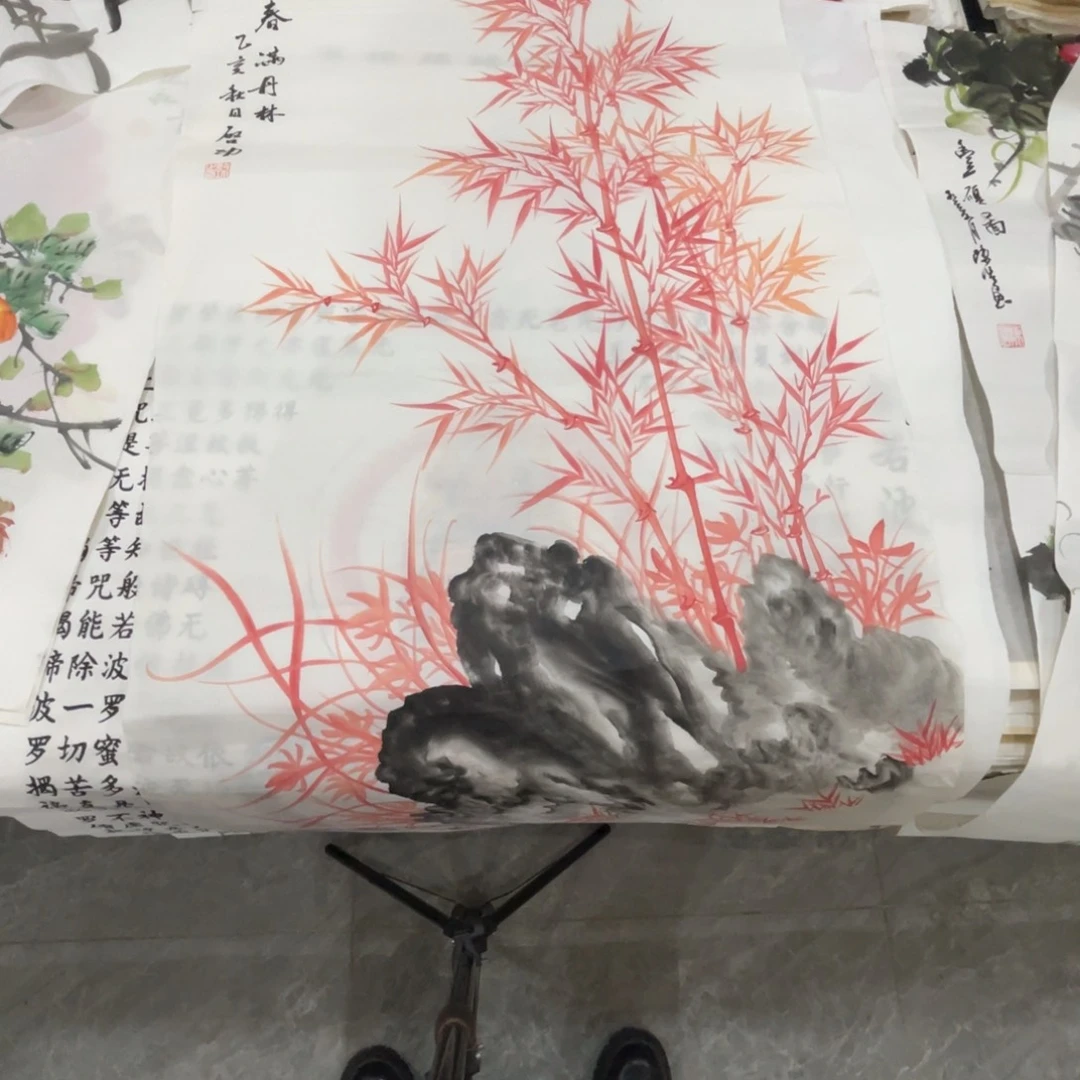 中***管宣纸三尺竹子红色的