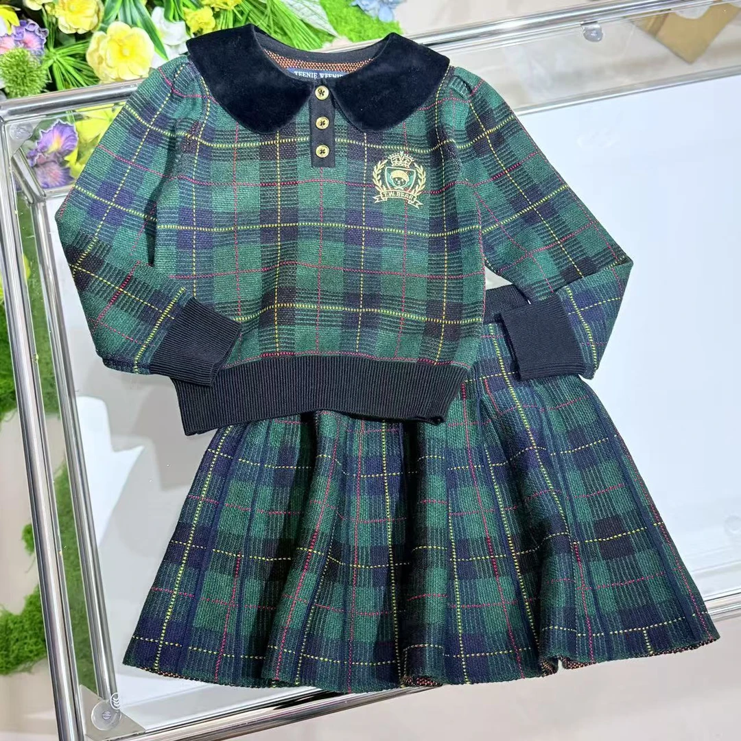 【金樱桃Golden cherry】小童绿色三粒扣学院小熊高定套装