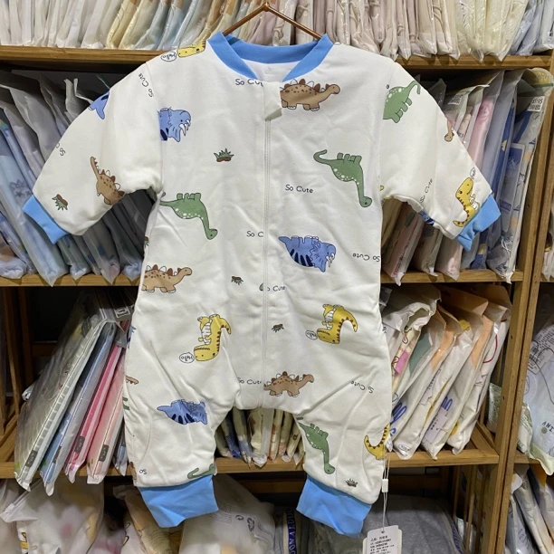 纯棉睡袋连体新生儿分腿薄棉夹棉防踢被睡眠神器防惊跳婴幼儿