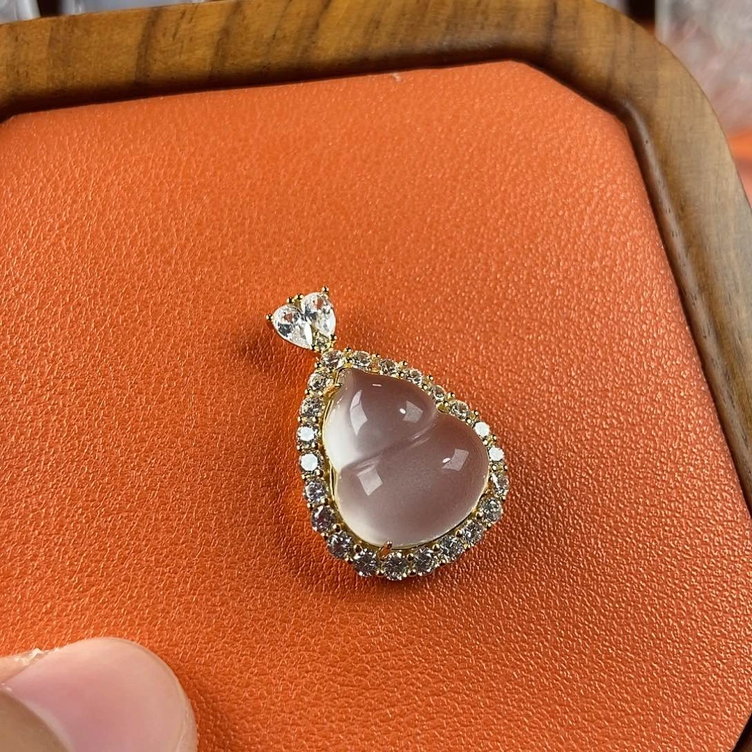 石英质玉银S925镶嵌颈饰葫芦