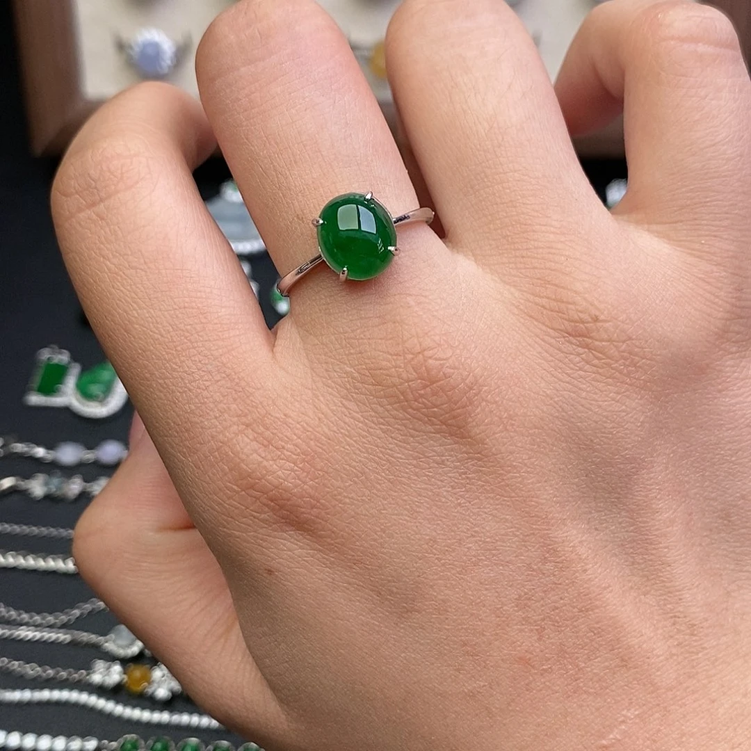 翡翠银S925镶嵌戒指