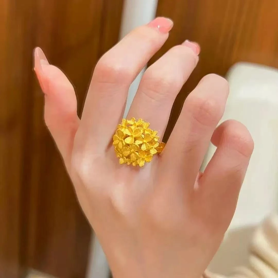 钛钢戒指 6014-花戒指指环百花齐放轻奢百搭旋转精美手工花朵戒指