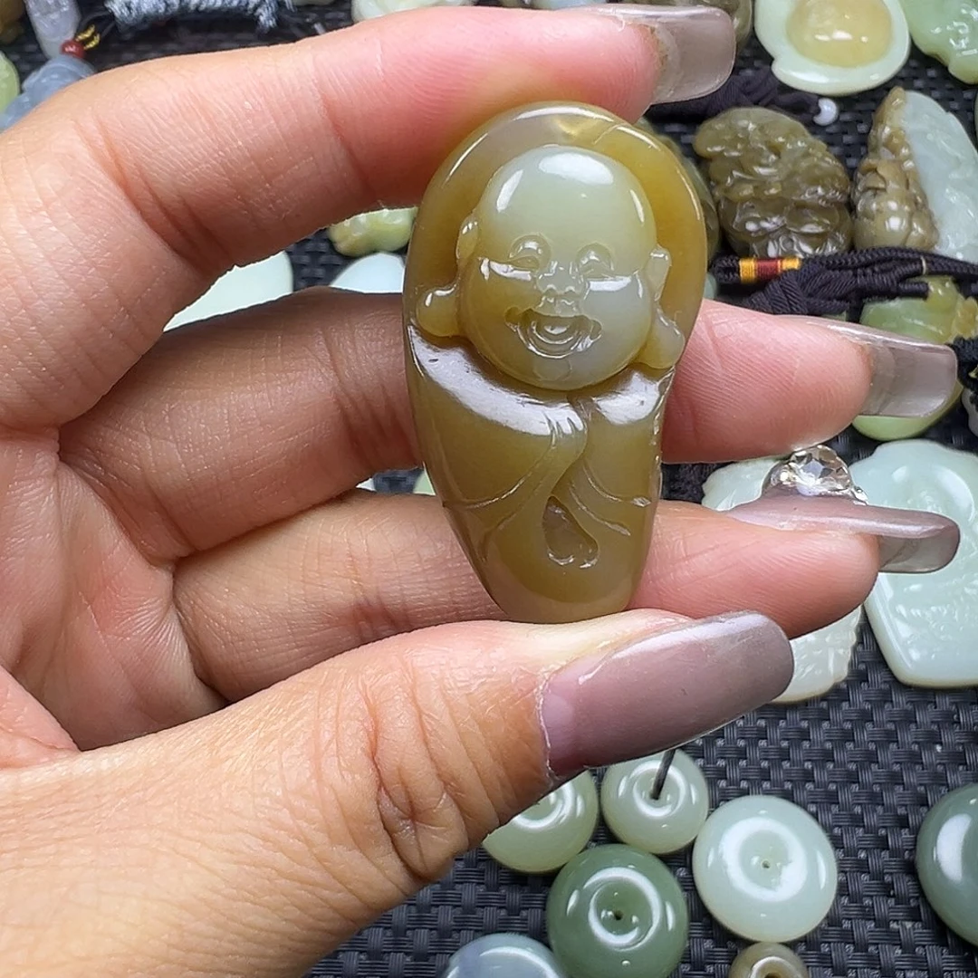 和田玉未镶嵌吊坠(不含链)卡41.9