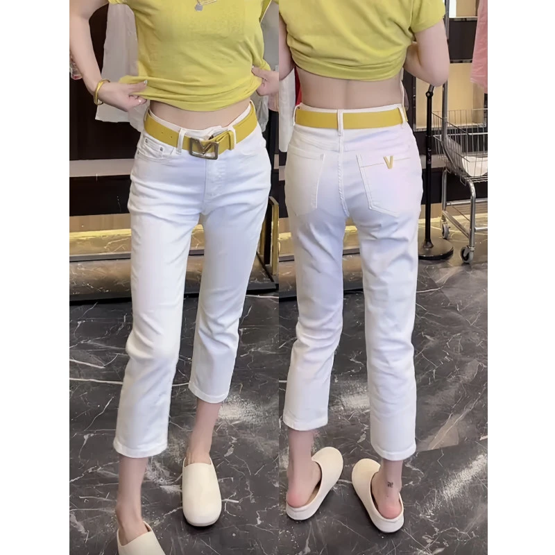 飞芊娅夏季新款薄款直筒牛仔裤女款梨形身材小个子显瘦八分烟管裤