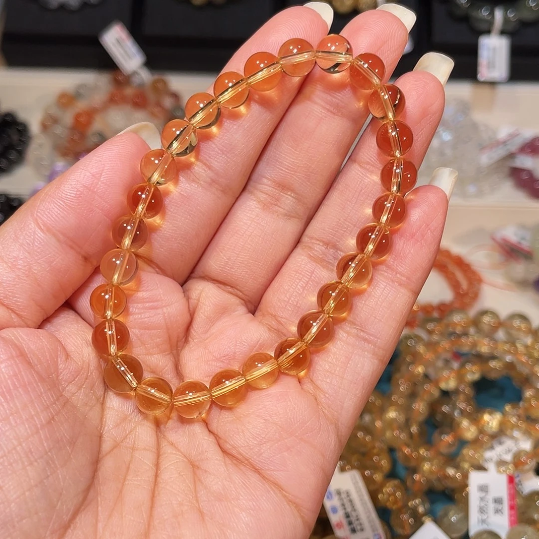 水晶手串未镶嵌高品黄水晶7m