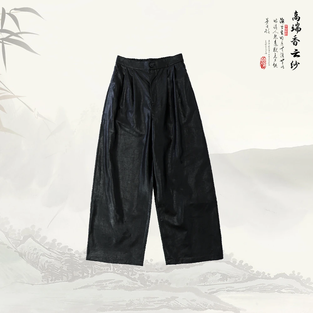 品牌新款时尚百搭香云纱松紧腰阔腿裤52652