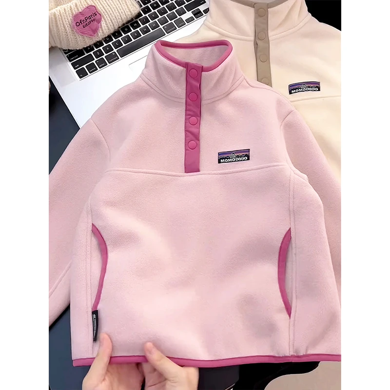 女童加绒卫衣秋冬装2025新款儿童校服神器韩版女孩摇粒绒外套洋气