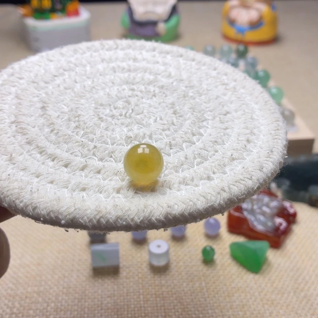 翡翠未镶嵌手链11.5黄加绿圆珠