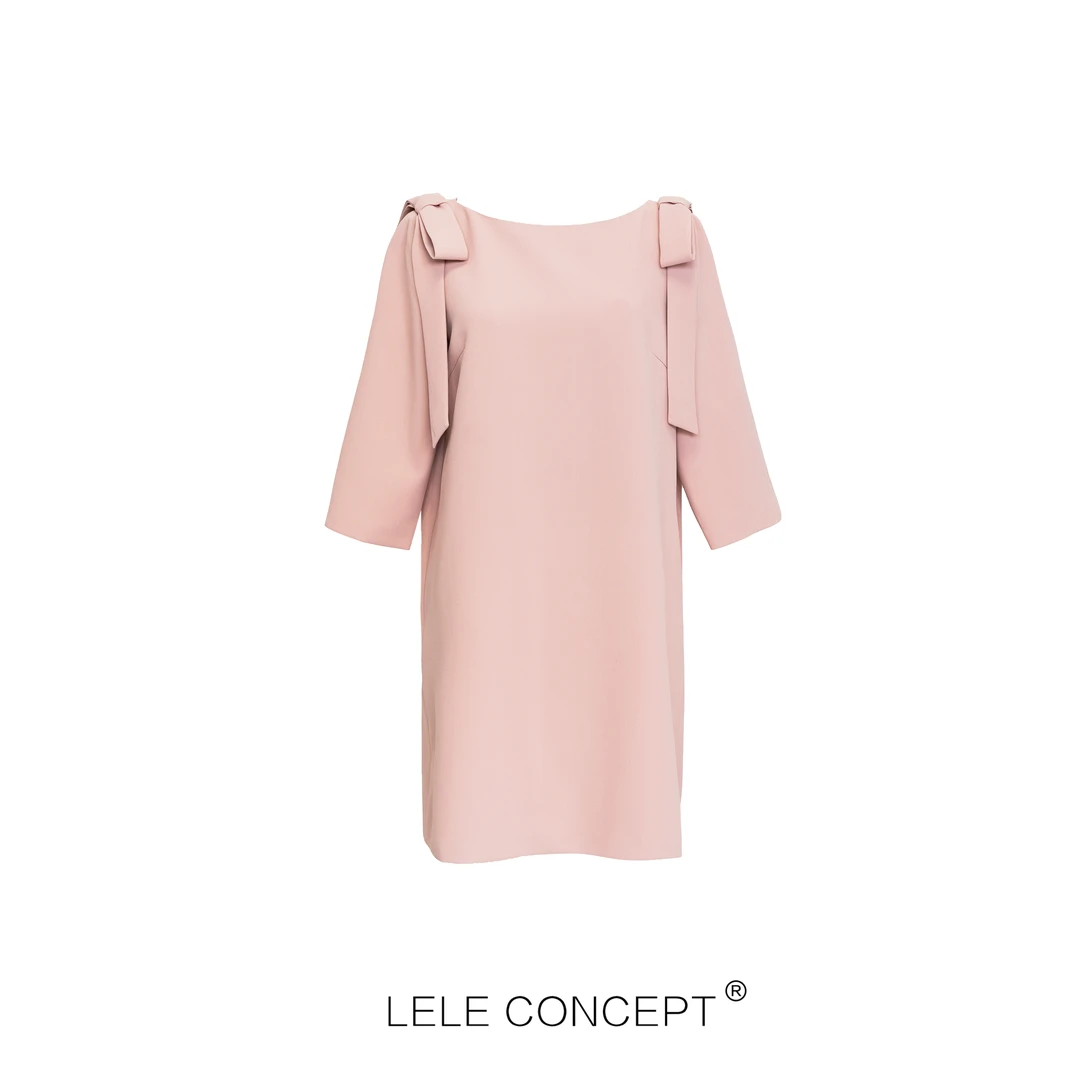 LELE CONCEPT｜「夭夭」 气质温柔肩双蝴蝶结绑带大圆领连衣裙Q0192