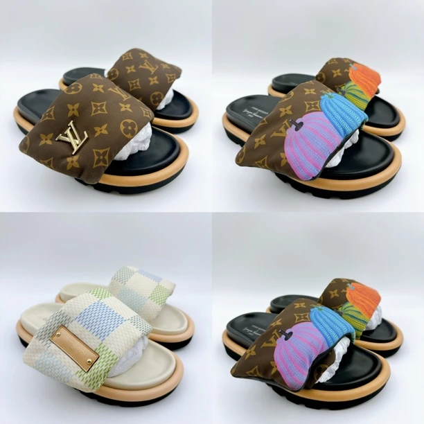 95新 LouisVuitton/路易威登 35-38码/经典满印棕老花面包拖