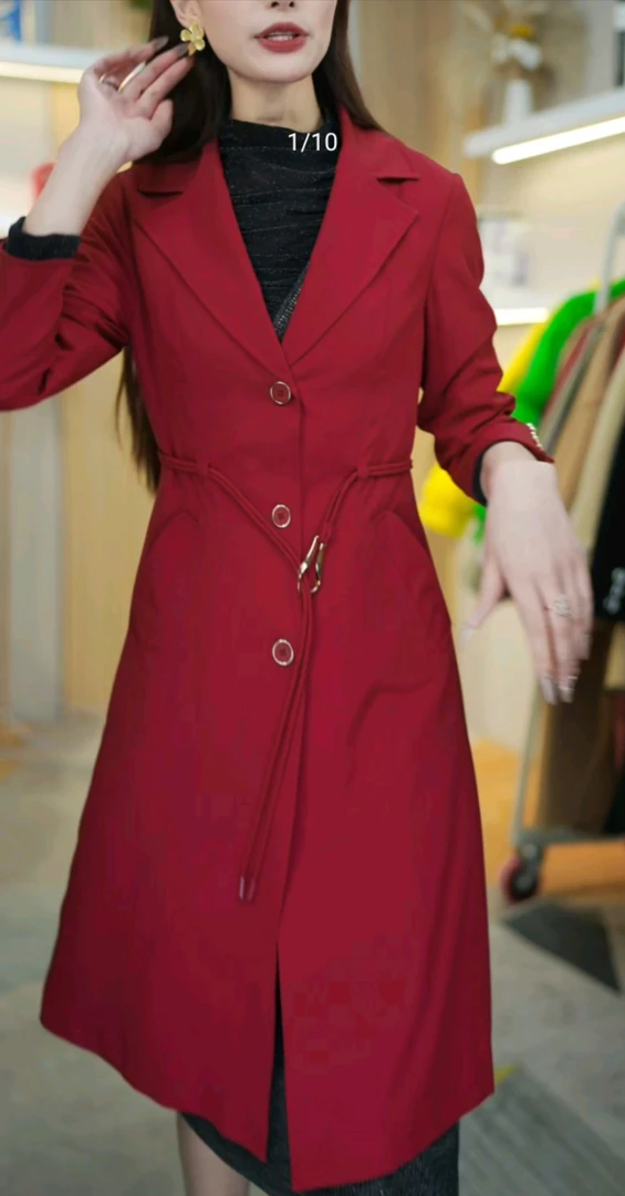 Z3139 2025秋季新款韩版时尚中长风衣外套女L16