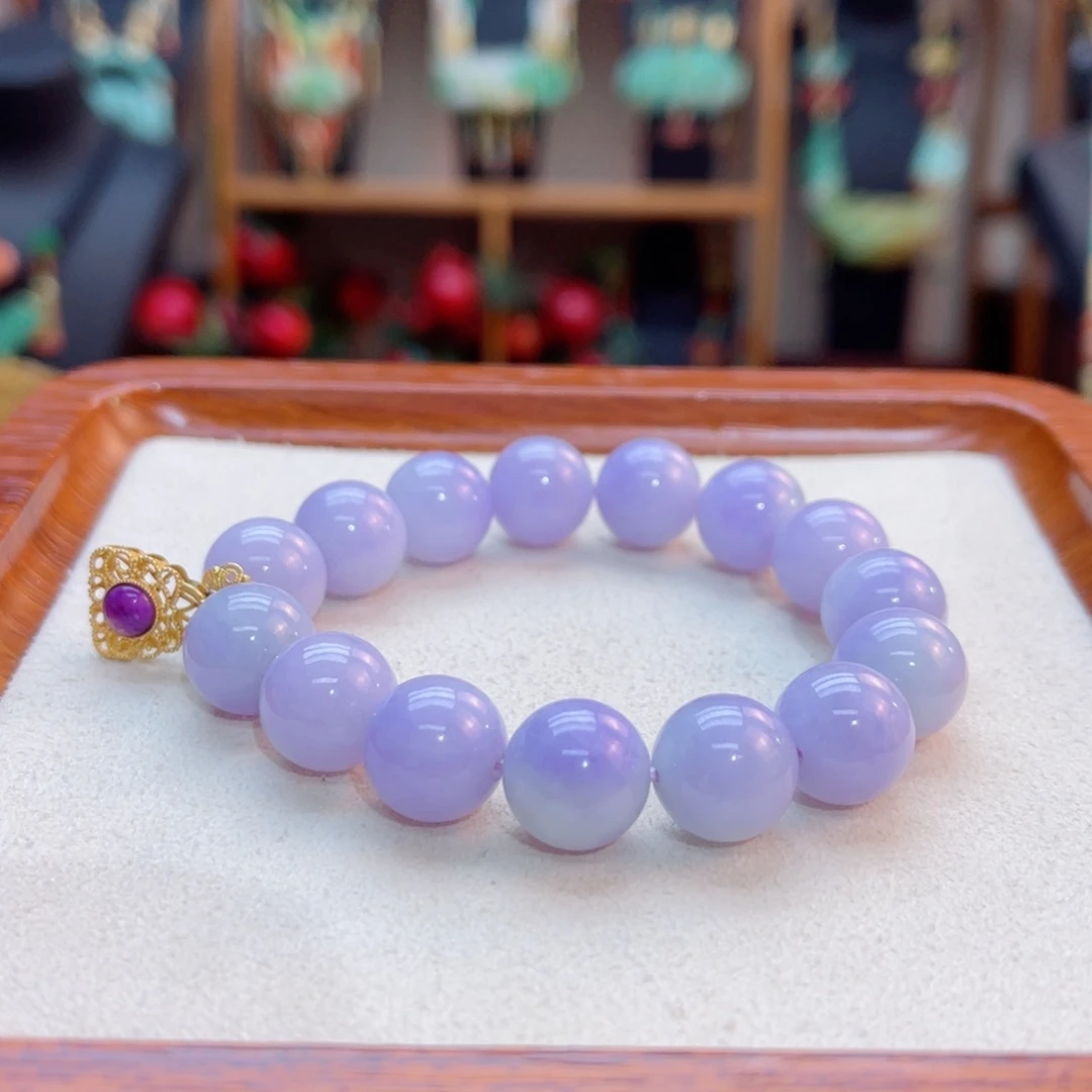 翡翠手串18K金镶嵌48小时鉴赏期