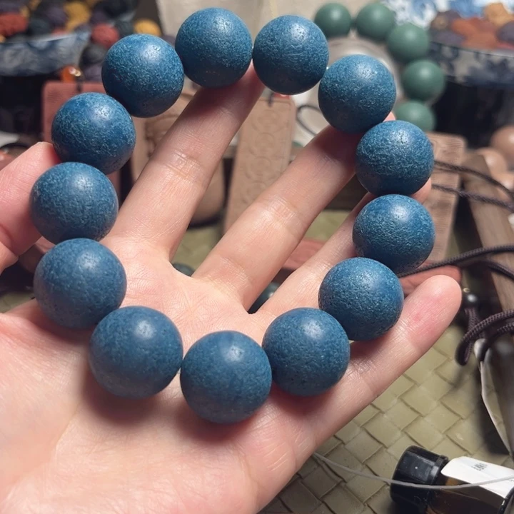 泥塑蓝药师合香珠1.8单圈，丑珠子