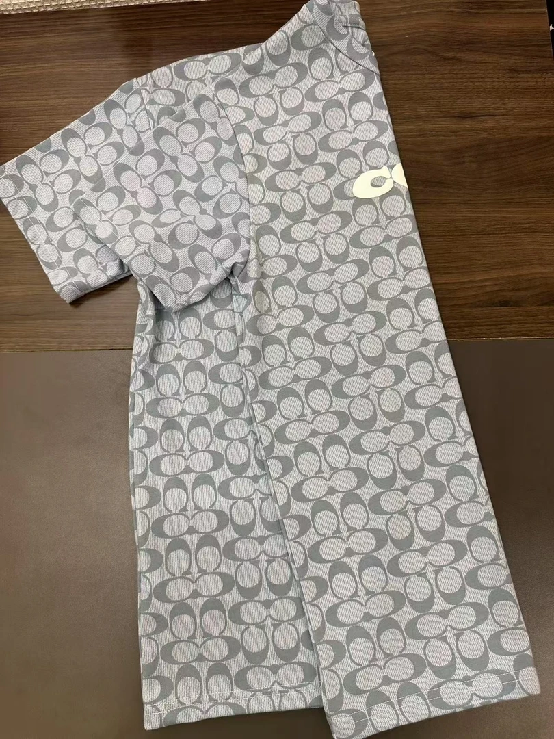 香布雷发泡蓝色满印短T衫XBL