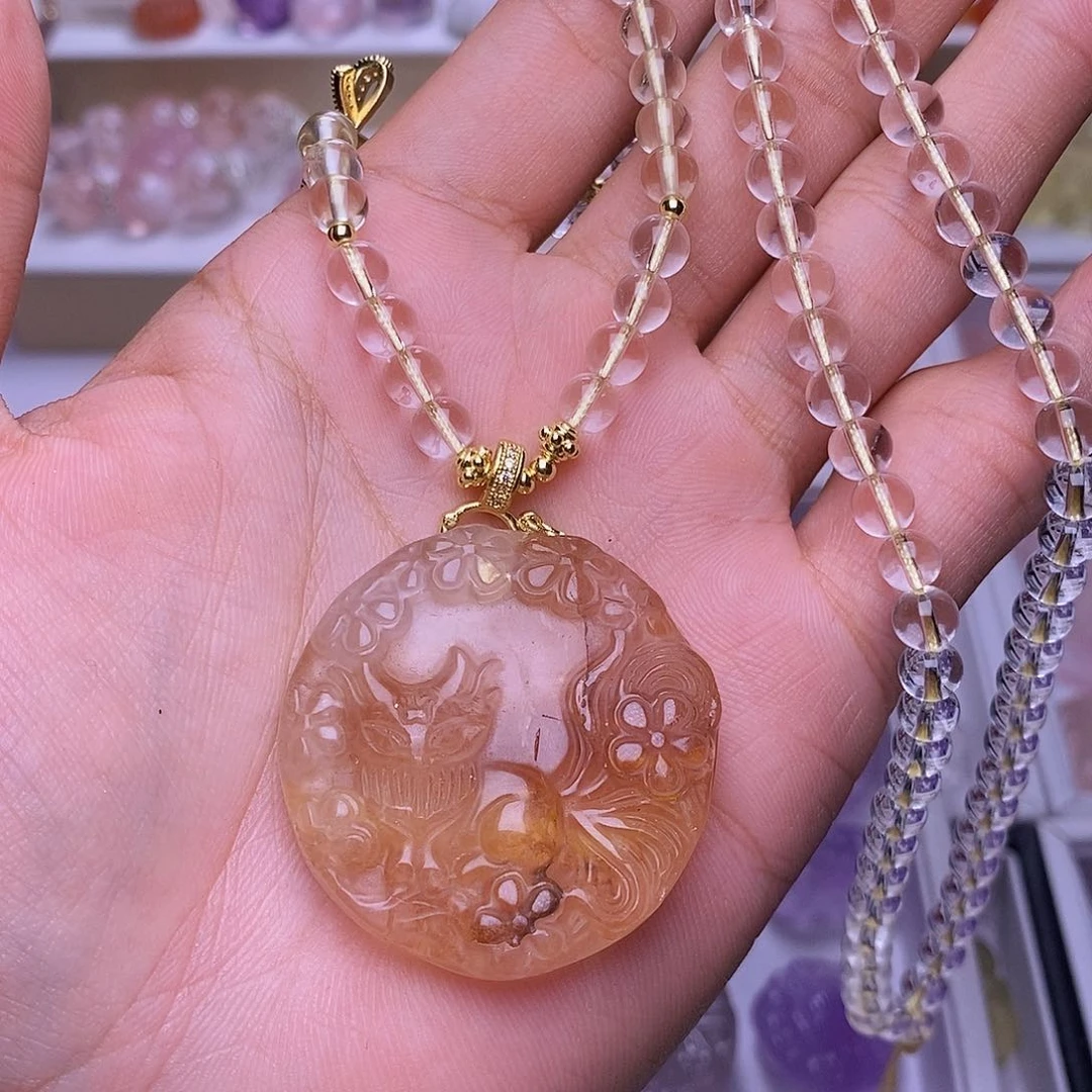 未镶嵌颈饰水晶唐****艳狐牌 送链子