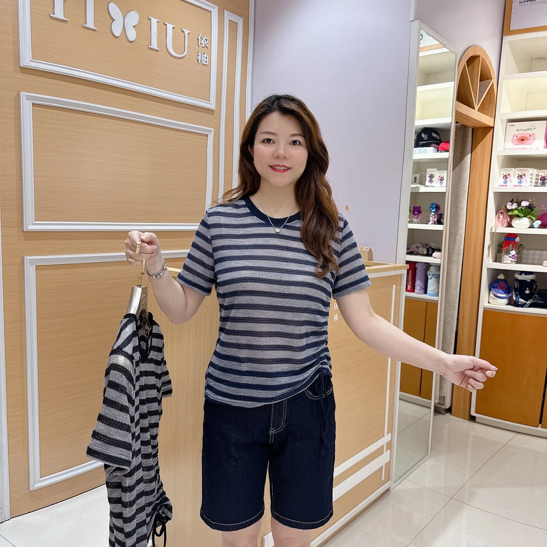 自带造型时尚棉T恤短袖上衣 5-5311夏休闲减龄洋气棉/长56厘米