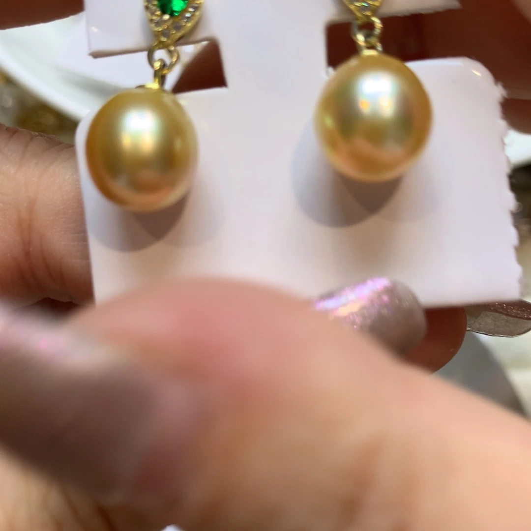 银S925镶嵌海水珍珠耳饰