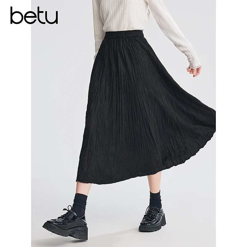 【达人专属】Betu/百图2025年冬季百褶半身裙2511T96