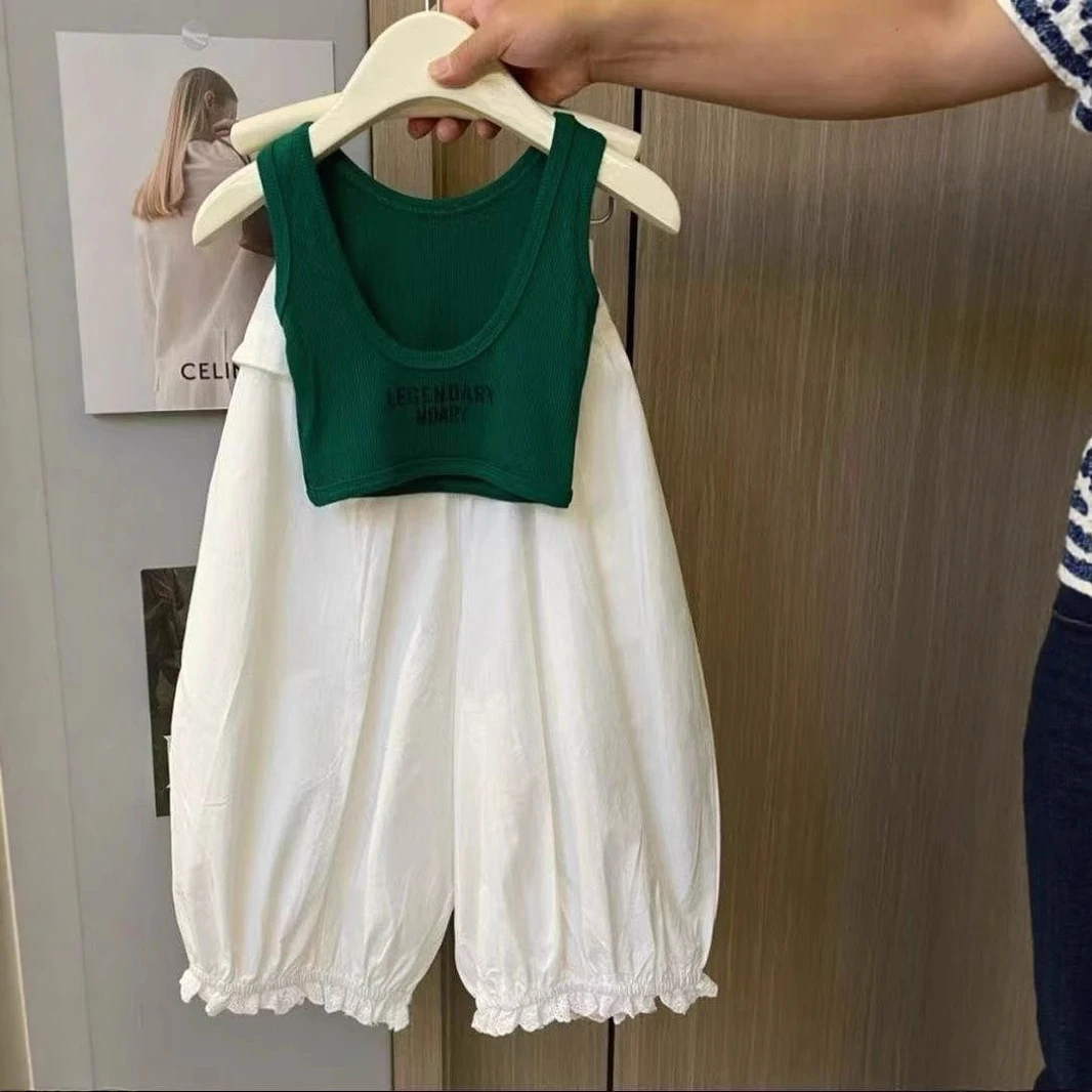 女童2025夏季套装韩版字母背心新款短袖洋气两件套宝宝夏装潮