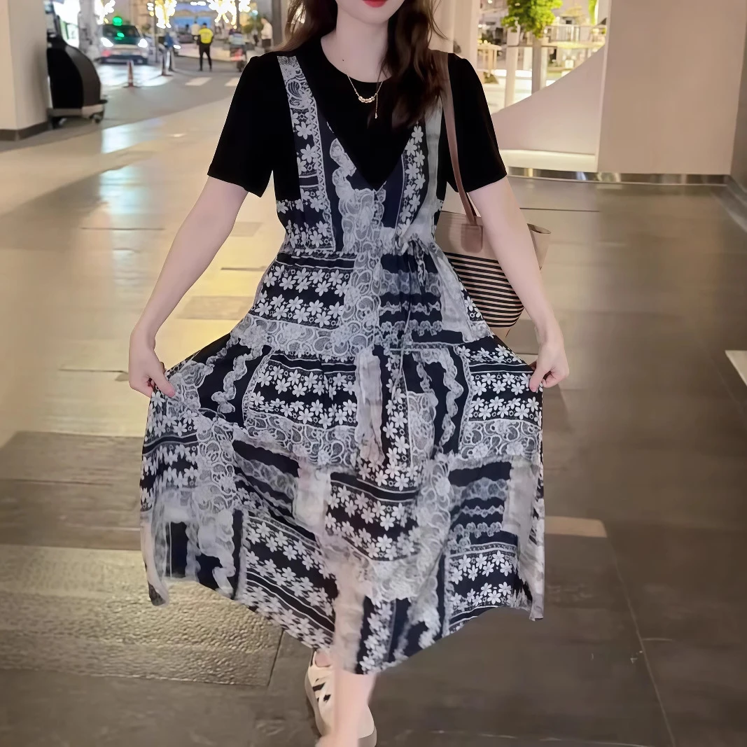 冷淡系绝美碎花吊带裙套装2025新款女初夏高级感小香风法式连衣裙