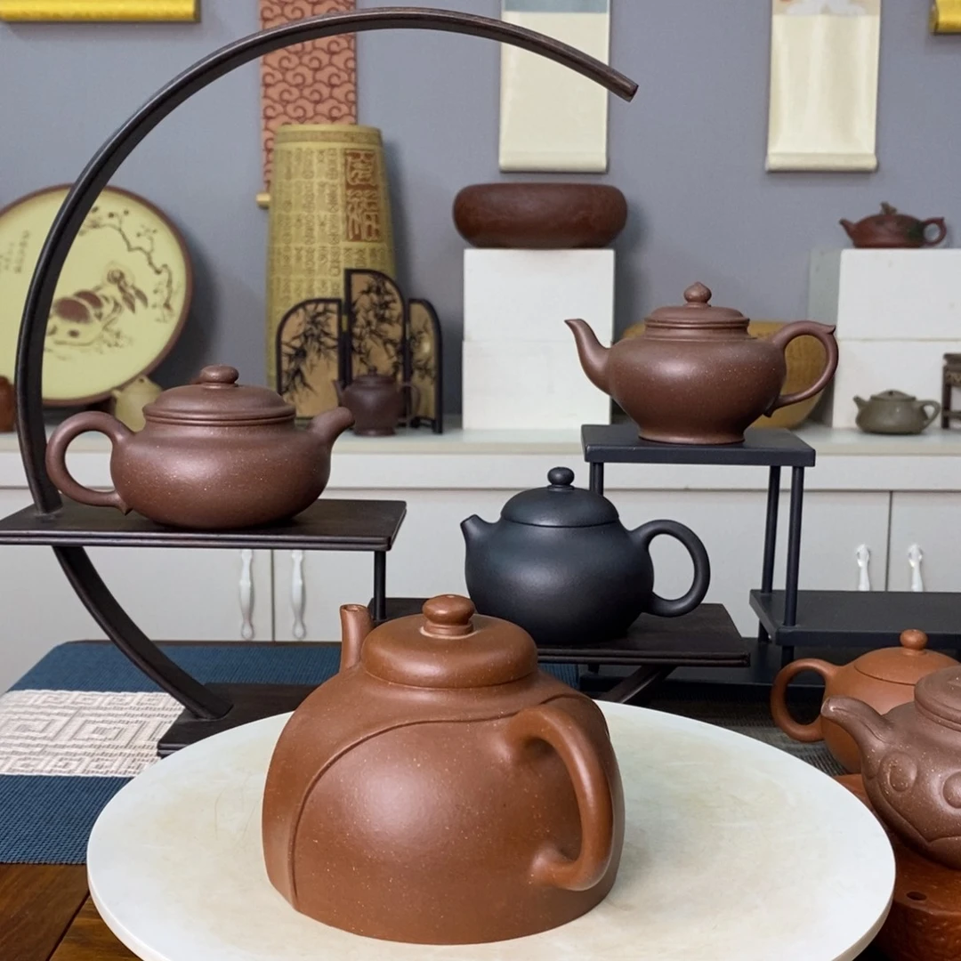 紫砂茶壶浊***尘宜兴紫砂艺术350cc红降坡