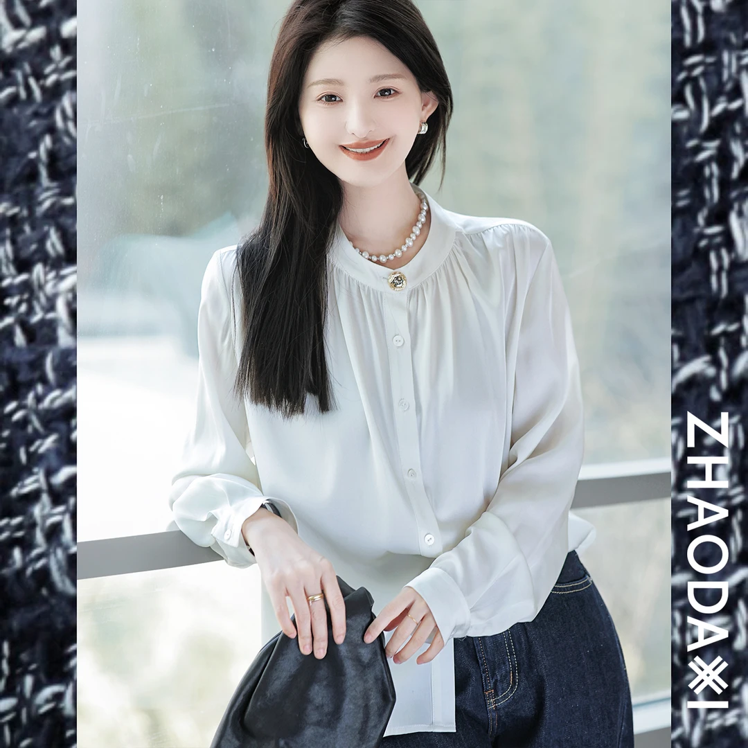 【赵大喜】欧尼真si衬衫 | 22MM弹力双乔真si 小立领