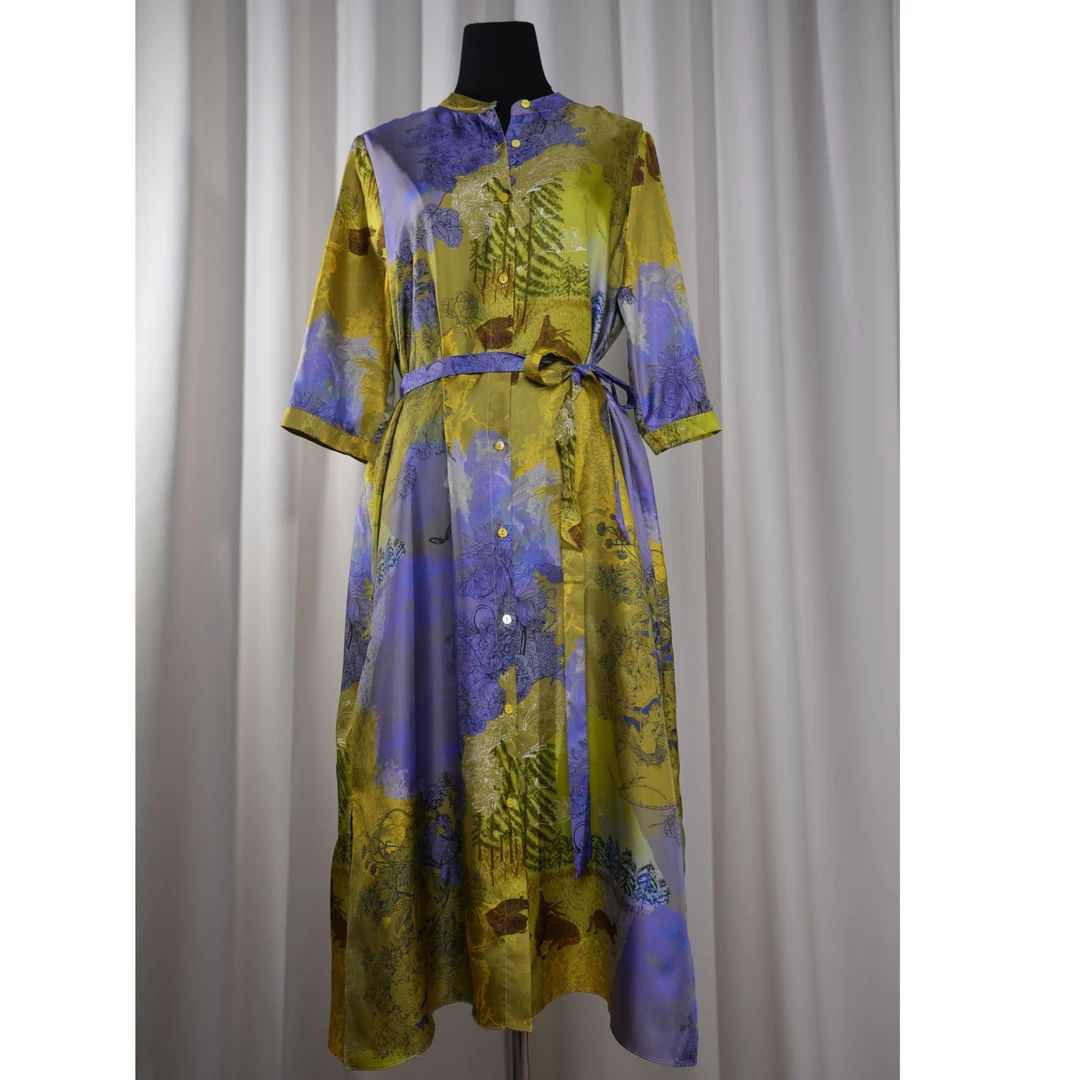 050#紫色半袖连衣裙女款