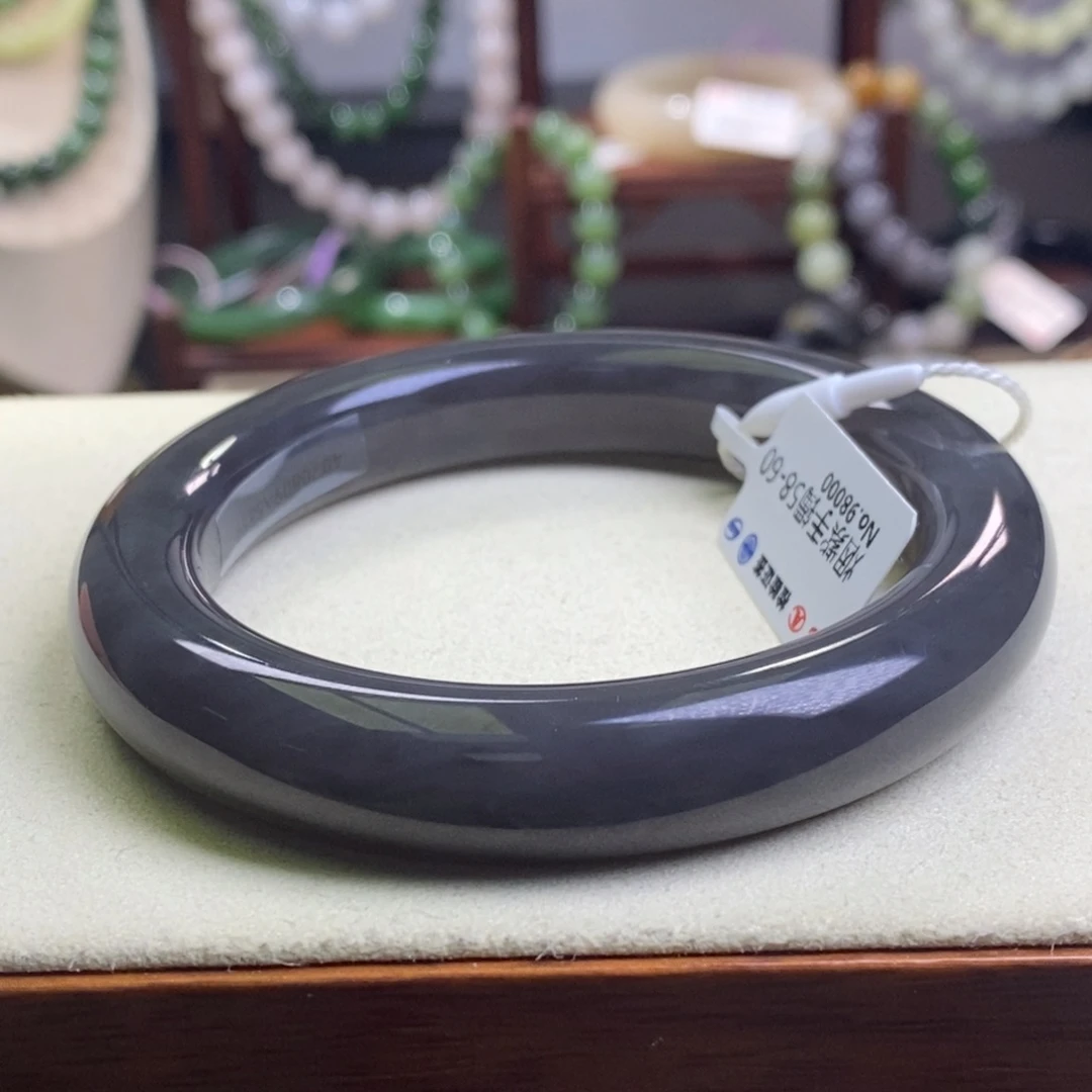 和田玉烟紫帝王紫手镯58.8圈口未镶嵌