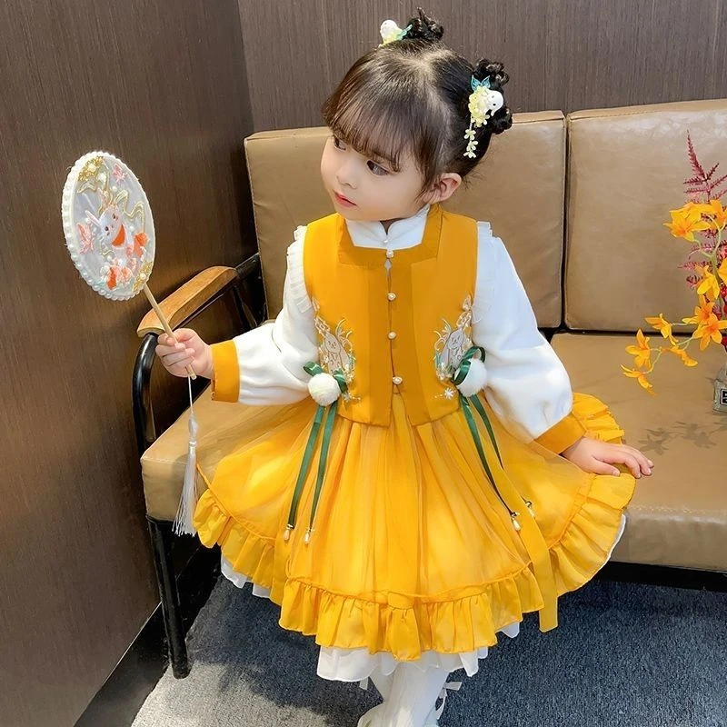戴维贝贝同款汉服女童裙子新款古装中国风仙连衣裙儿童古风唐装春