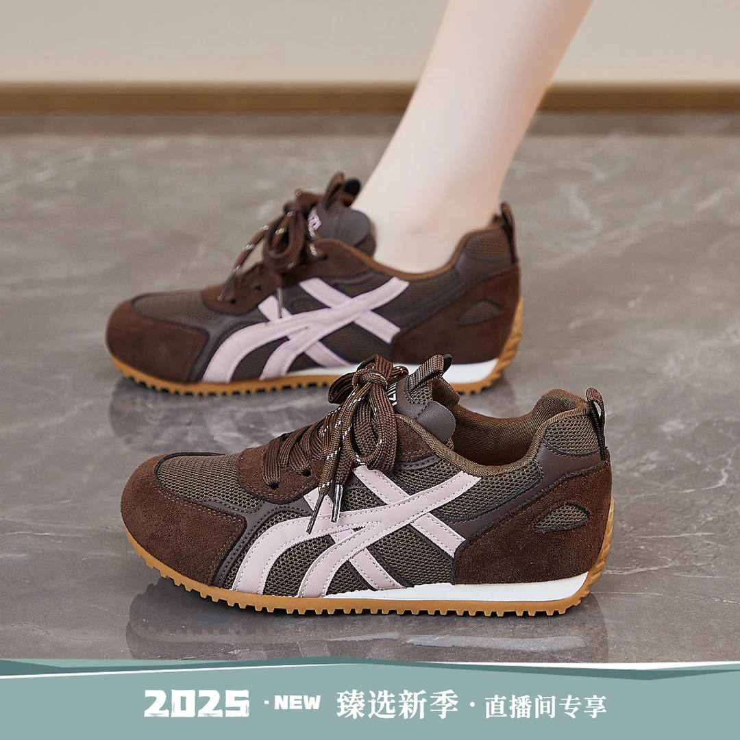 厚底内增高阿甘鞋女2025新款时尚百搭网面软底休闲鞋舒适透气女鞋
