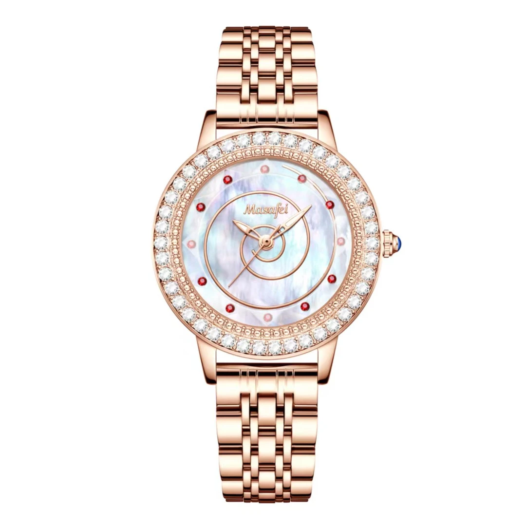 玛莎菲新款精致时尚气质女士彩虹款腕表