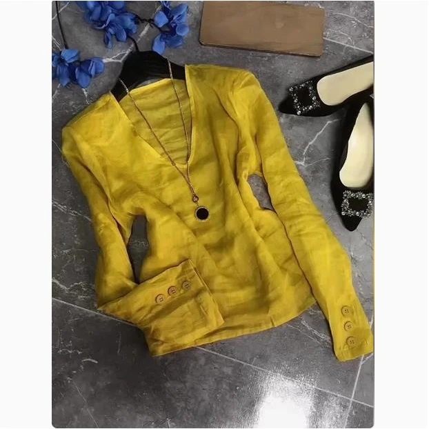 舒服到心坎!黄色修身显瘦显白设计感上衣轻薄舒适时尚防晒衫2025