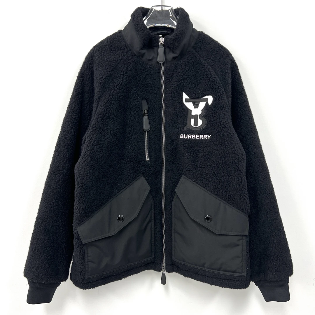 99新 BURBERRY/博柏利 SS23兔子字母logo拉链立领棉服外套 M码/