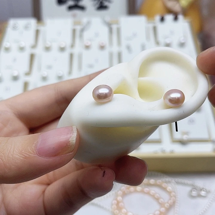 淡水珍珠耳饰银S925镶嵌Y*