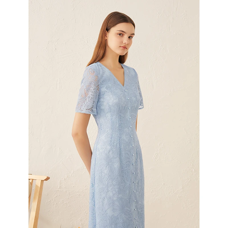 YINER音儿专柜女装2025夏季新款蝶恋花蕾丝花边连衣裙8C65205936