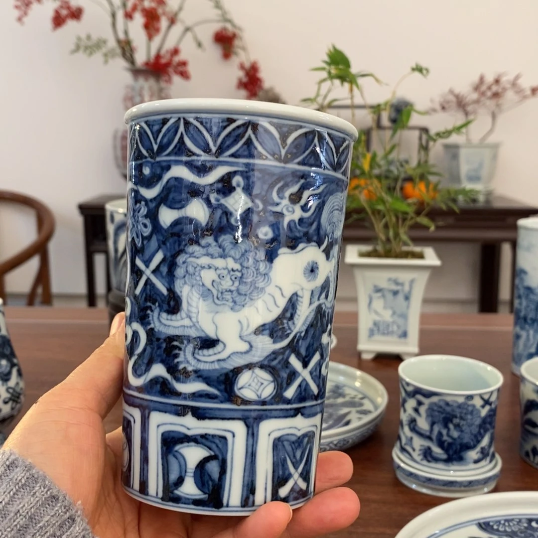 咖**生仿元青花瓷器双狮大可乐