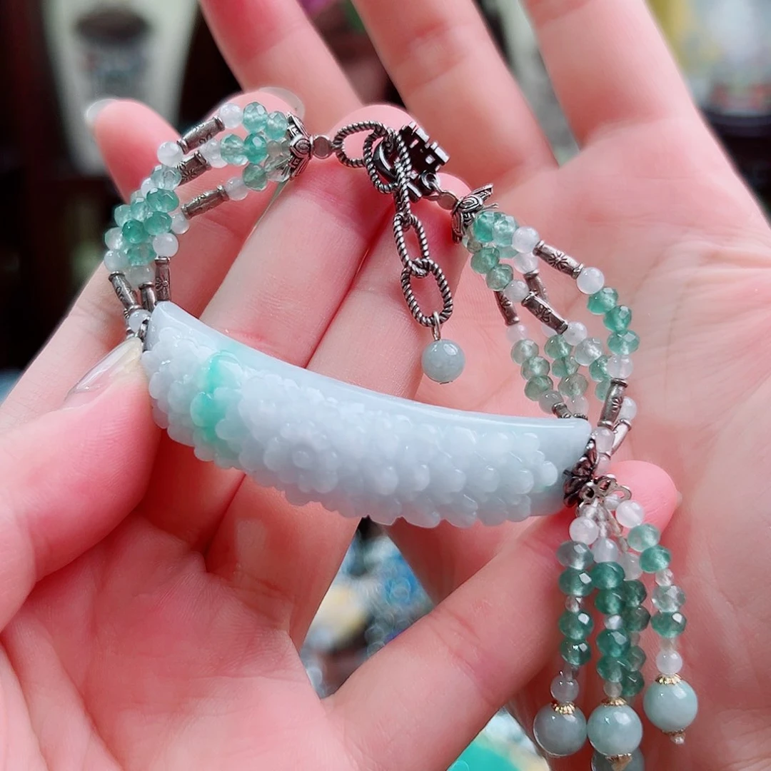 手链翡翠银S925镶嵌手链