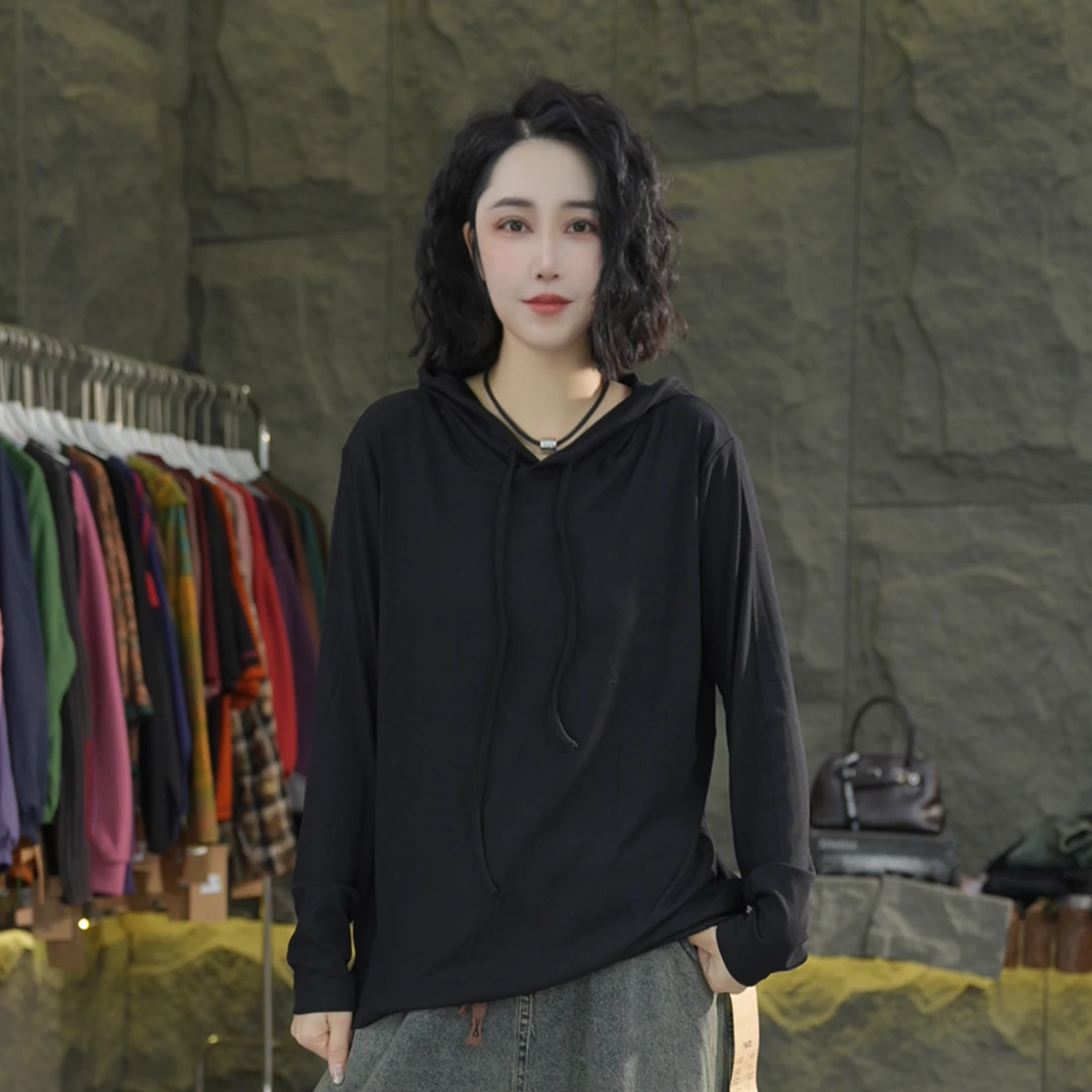 F92  春季新款连帽卫衣慵懒风女装宽松休闲长袖大版春秋帽衫