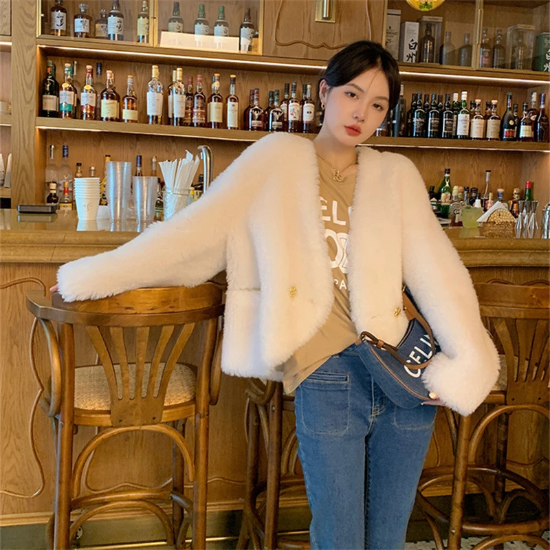 2024秋冬新托斯卡纳皮毛一体真羊羔毛羊剪绒年轻显瘦皮草外套