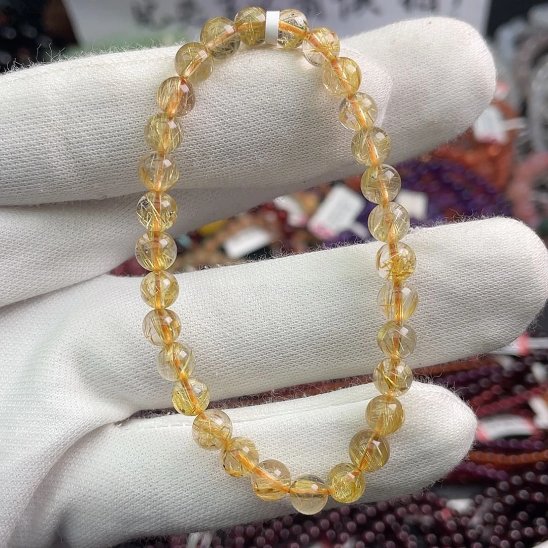 发晶手链未镶嵌金发晶6毫米单圈