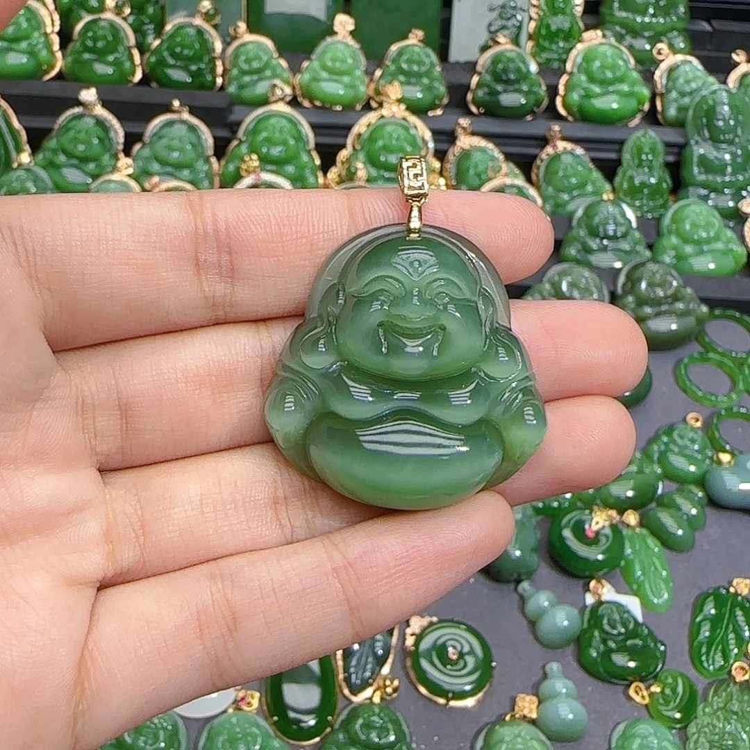 和田玉（碧玉）18K金镶嵌颈饰
