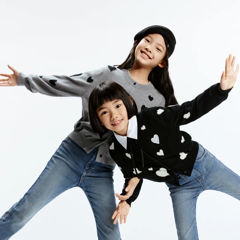 littlemoco童装秋新款女童亲子装针织外套毛衣开衫#KBD3CAR014