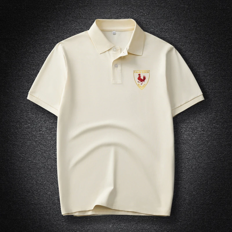 法莱尔公鸡商务休闲polo衫男士高档翻领短袖大码宽松潮流时尚半袖